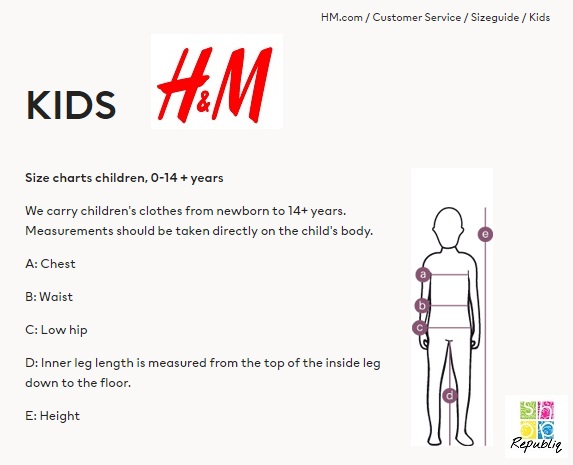 Размер кид. H&M Kid Size. Kids Size Guide.