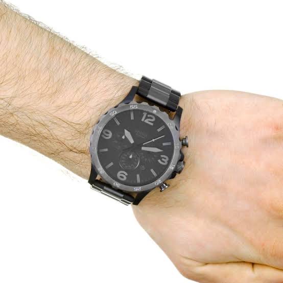 FOSSIL Nate Black Dial Men's Two-Tone 