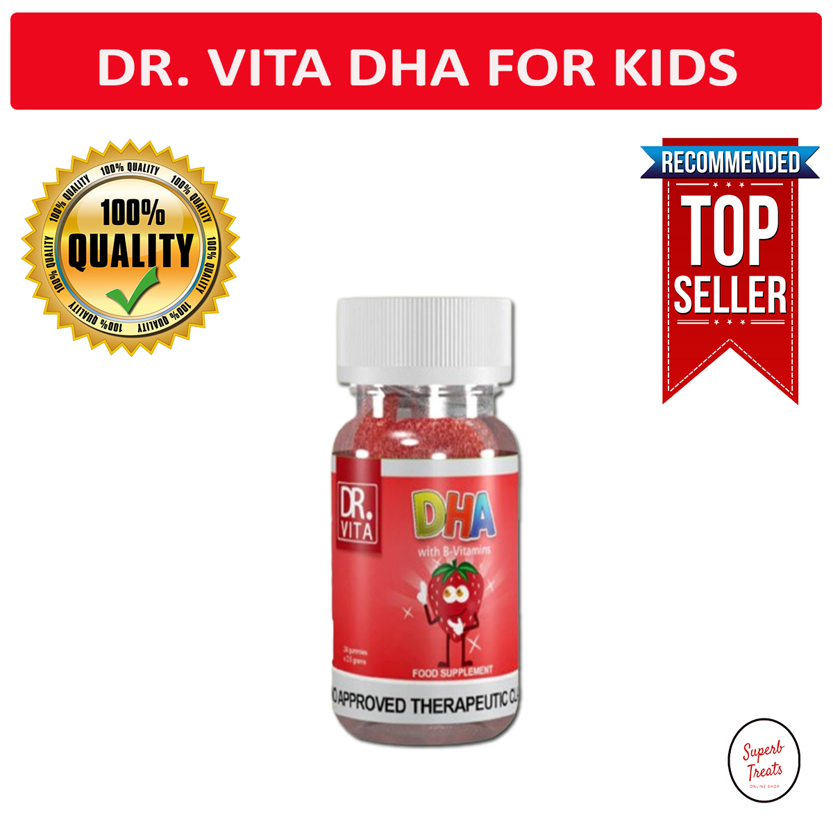 DR. Vita DHA with BVitamins for KIDS with DHA, Zinc, Probiotics and