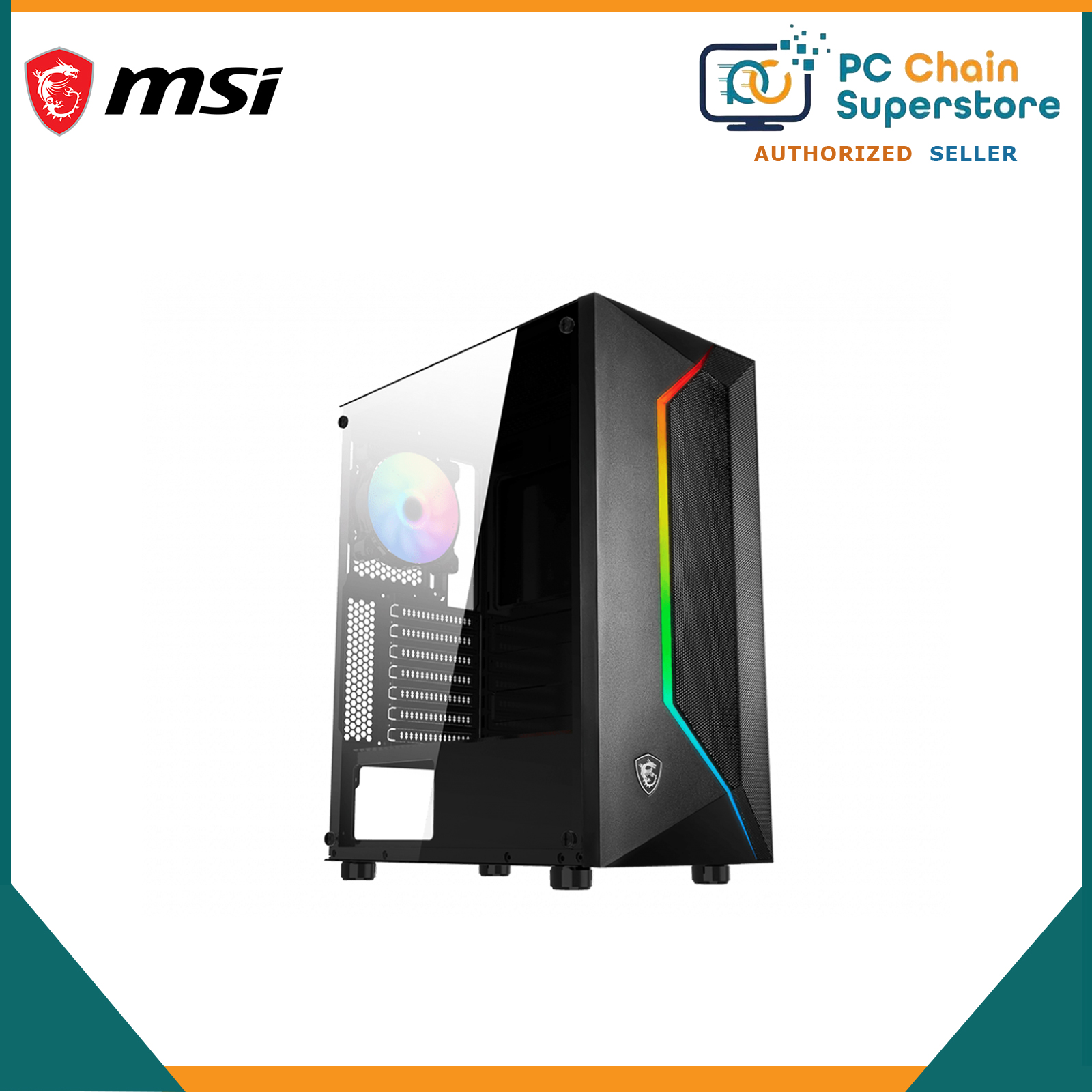 MSI MAG Vampiric 100R ATX Mid Tower Gaming Case with Tempered
