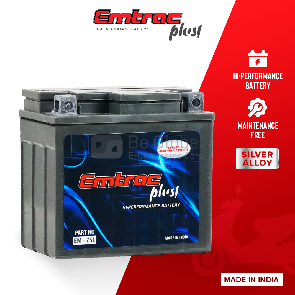 Emtrac Plus! AGM Maintenance Free 6 Months Warranty EM Z5L VRLA (AGM