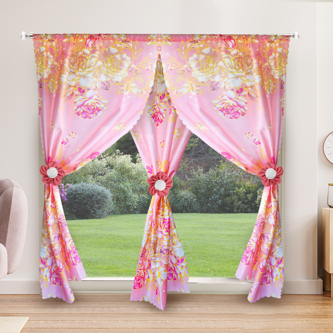 Buy 1 Take 1 3003 Window Curtain Pink Flower Kurtina door curtain