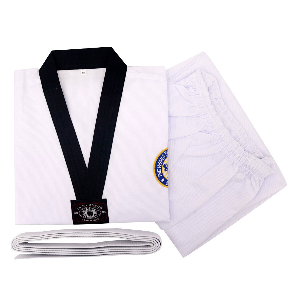 White Cotton Taekwondo Suit Karate Judo Children Adult Unisex Long Sleeve 2020