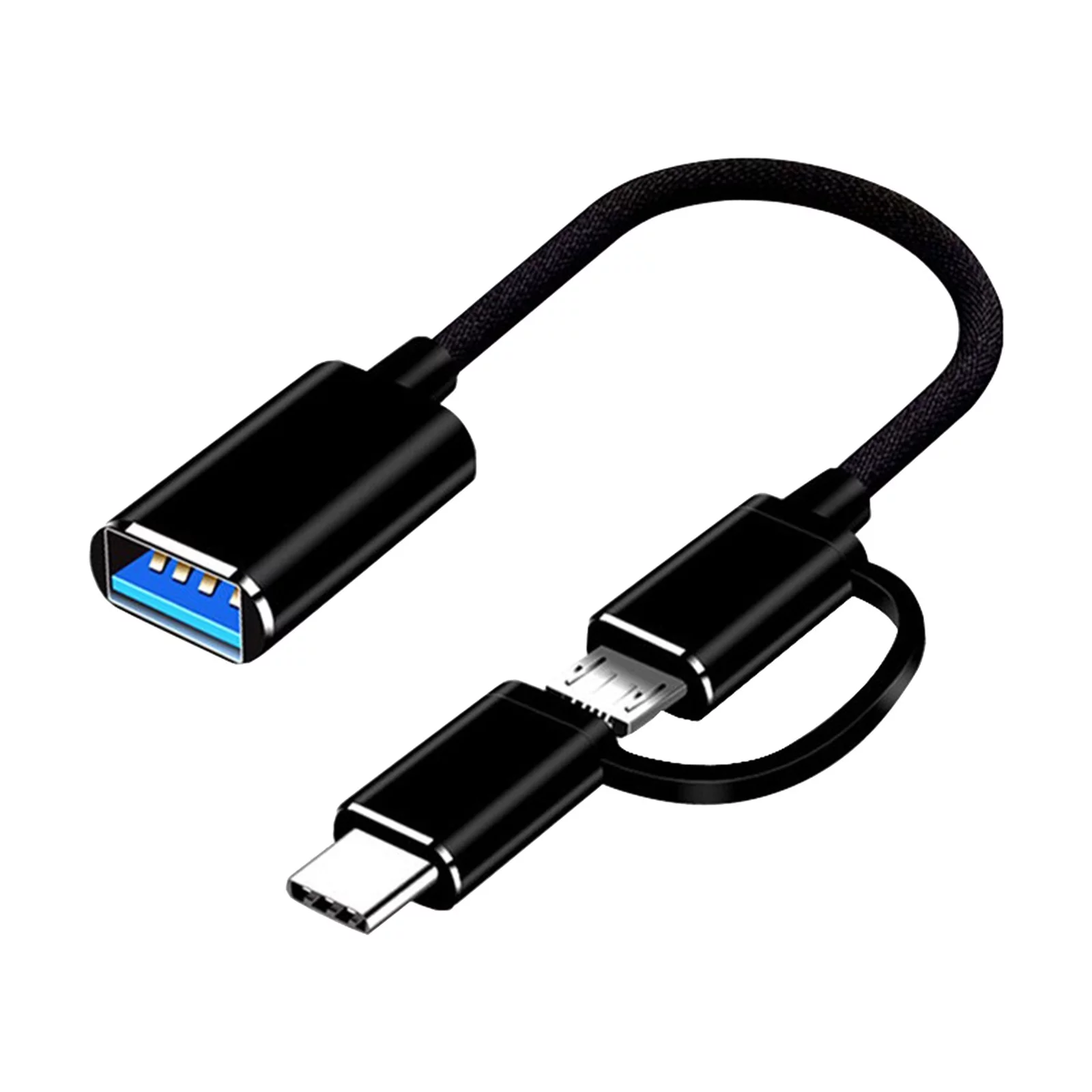 2 in1 OTG USB Cable Adapter Micro USB Type C To USB Converter Mini ...