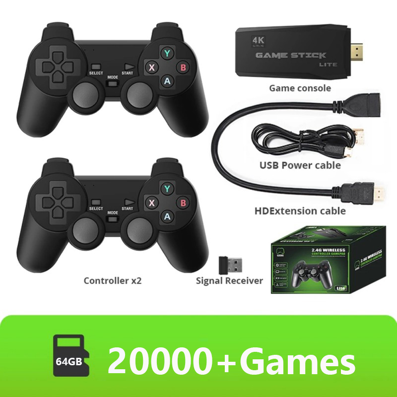 Retro Gaming Realm (4K + 64GB) 10,000 Retro Games + 2 Wireless Gamepads