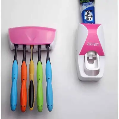 Automatic Dustproof Toothpaste Dispenser with Toothbrush Holder Organizer Set