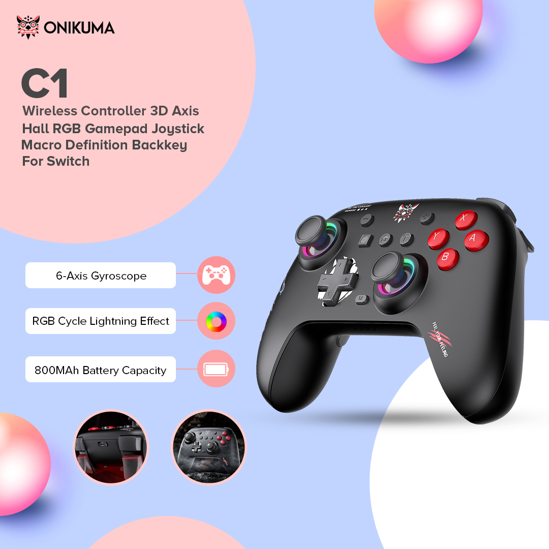Onikuma C1 Wireless Gamepad 6-Axis Gyro Vibration E-Sports Gaming