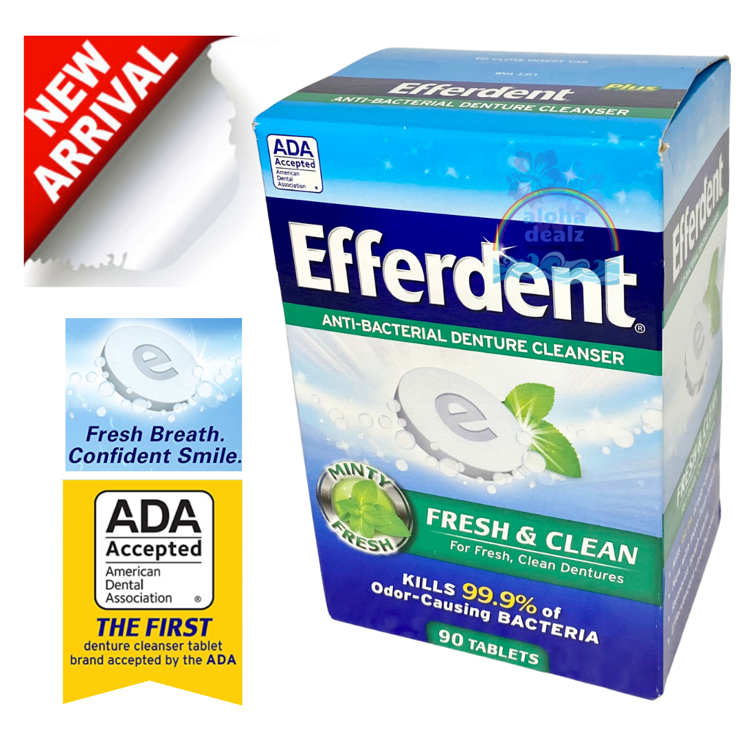 Efferdent Plus Mint Anti Bacterial Denture Cleanser 90 Tablets