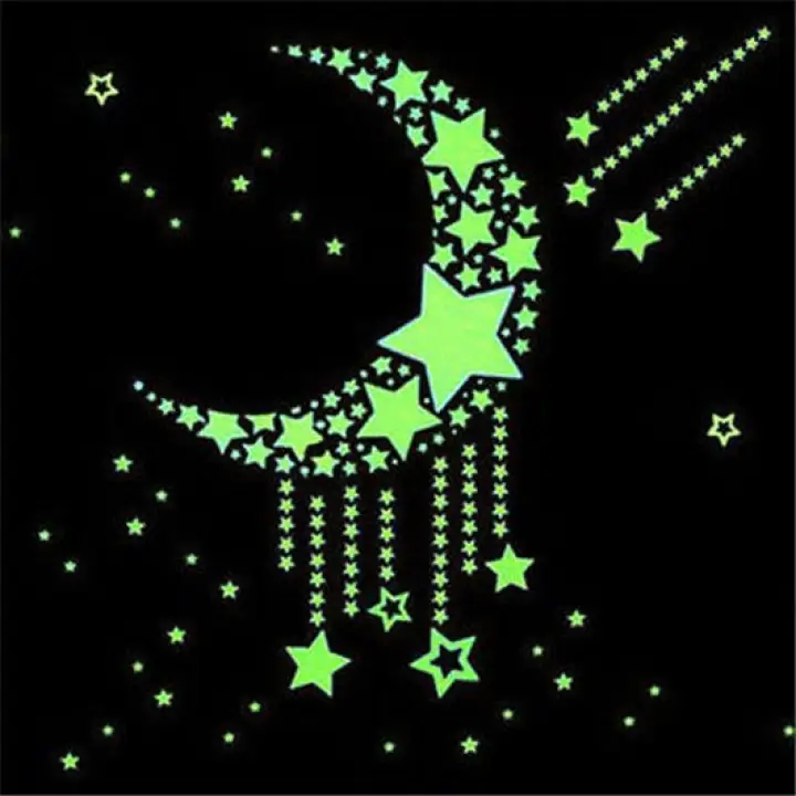 100pcs Home Wall Glow In The Dark Space Star Stickers Ceiling