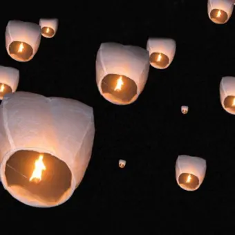 round paper lanterns with lights