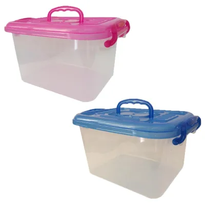 2 Pcs. Multi Purpose Plastic Storage Transparent Box Basket with Lid