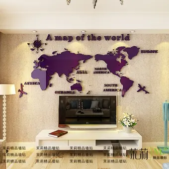 World Map Creative 3d Acrylic Stereo Wall Sticker Wallpaper Dormitory Living Room Sofa Wall On The Decorations