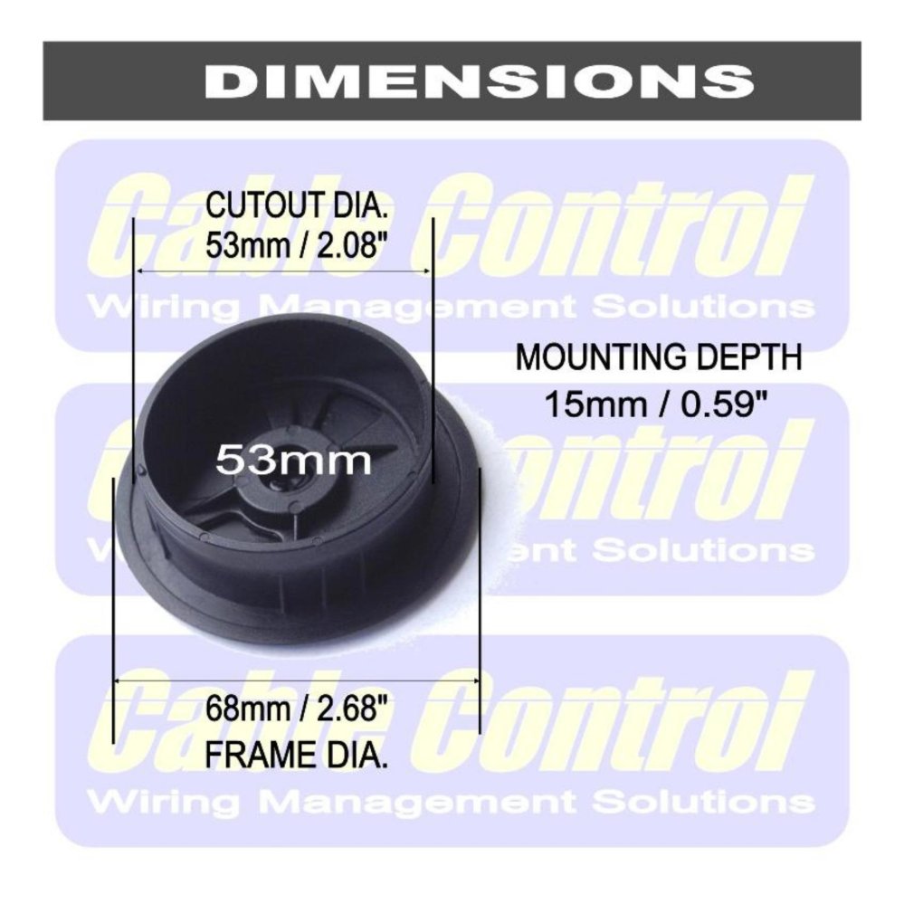 Cable Control Plastic Desk Grommets 53mm, set of 8, Office Desk grommet