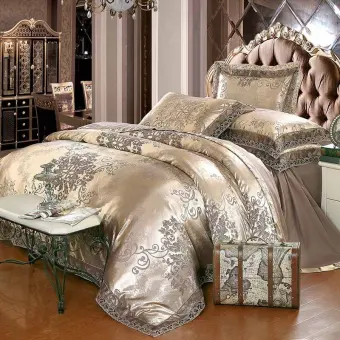 Jacquard Bedding Set Queen Size 4pcs Bed Linen Silk Cotton Duvet