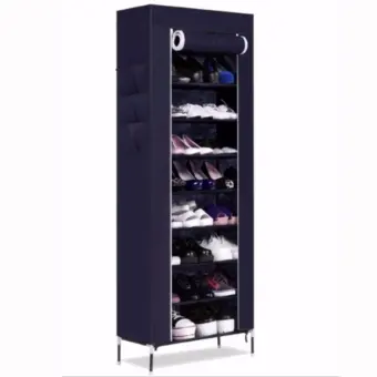 Shoe Rack Shelf Storage Closet Organizer Cabinet Portable 10 Layer Navy Blue Lazada Ph