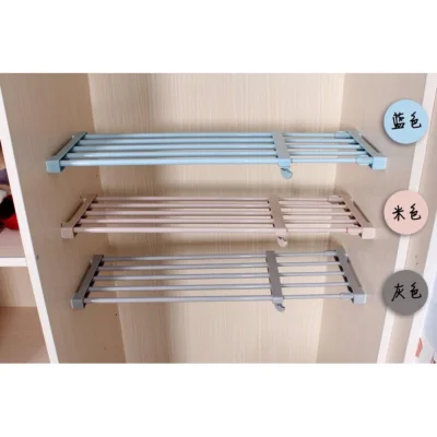 Wardrobe Cabinet Storage Rack Adjustable Nail Free Divider Shelf Size S (white)