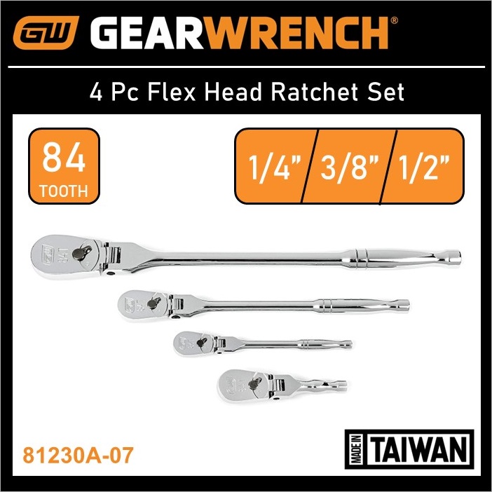 GearWrench 4-piece 84-tooth Flex Head Ratchet Set - 81230A-07