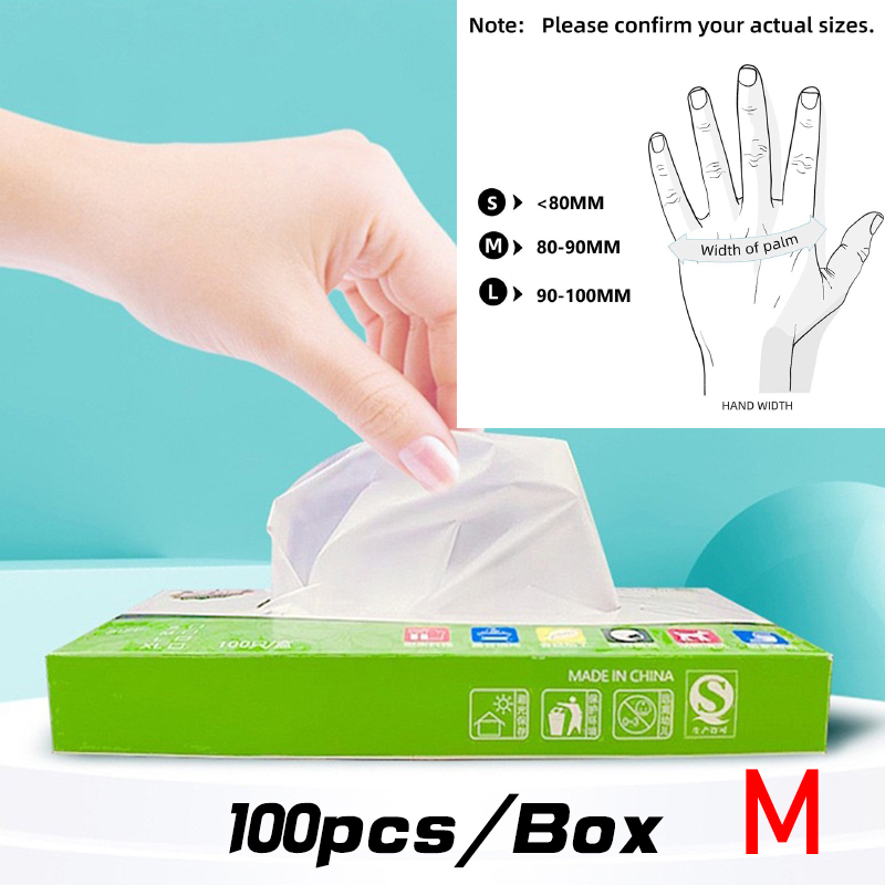 100pcs/box Disposable Gloves Clear Latex Free TPE Gloves For Home Food
