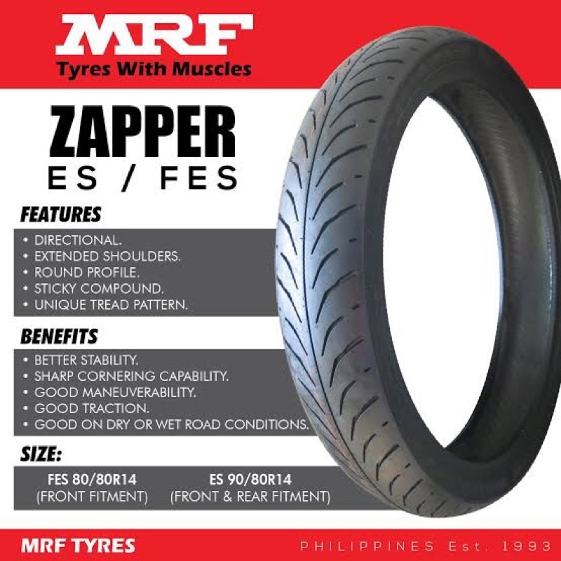 MRF ZAPPER TIRES India Made Tubeless 80 80x14 90 80x14 100 80x14 Free