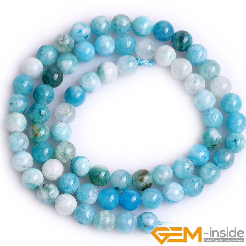 Half Strand,31pcs 6mm Round Natural Blue Hemimorphite Gemstone Beads 