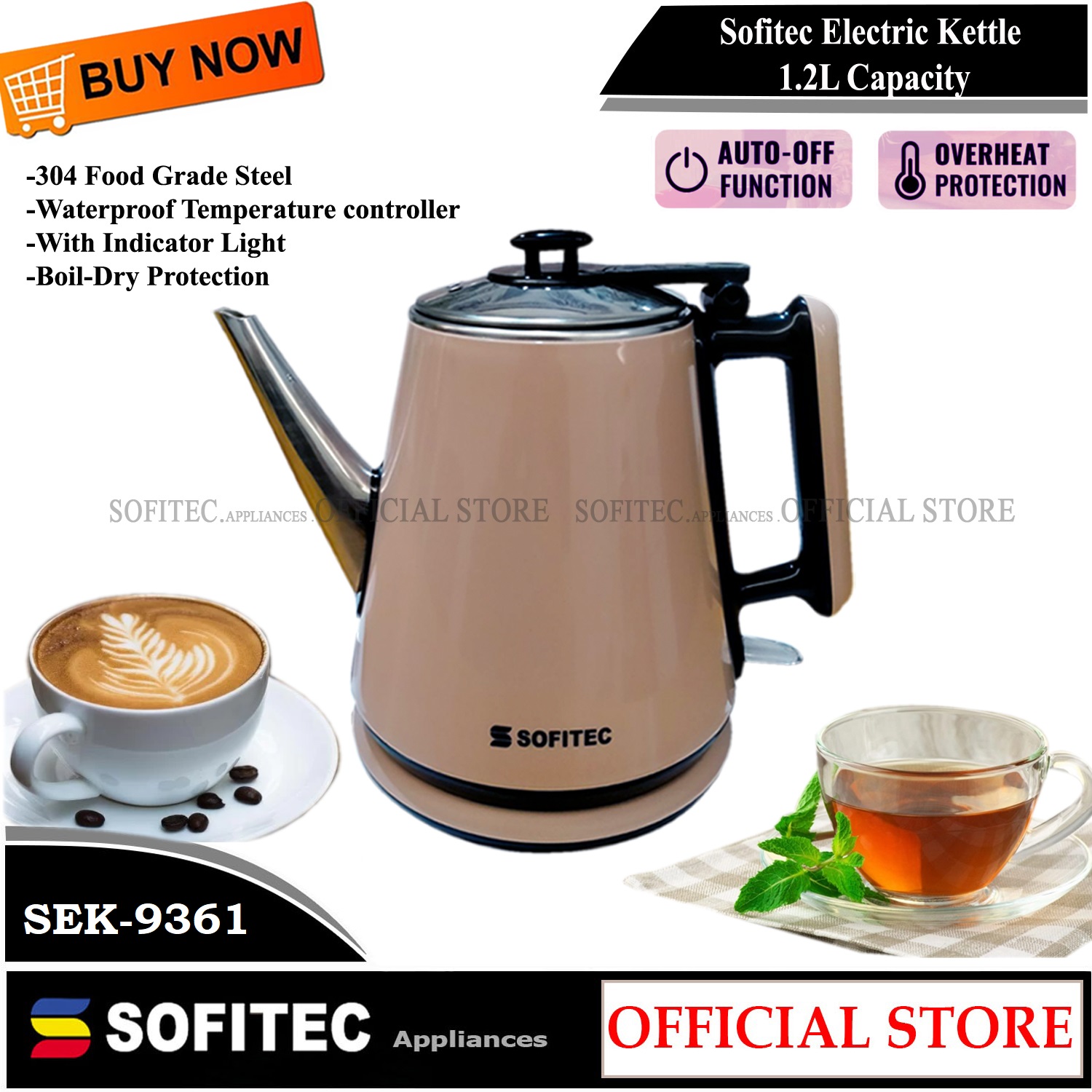 Sofitec Electric Kettle 1.2L Stainless Steel SEK-9361 | Lazada PH