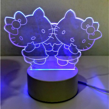 3D Hello Kitty Desk Night Light 7 Color Changing LED Figure Kids Holiday Gift 