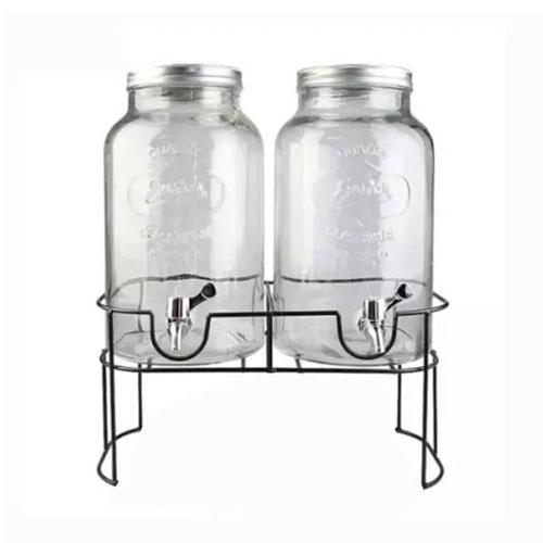 Glass Jar(DOUBLE) 4L New Transparent portable glass jar dispenser