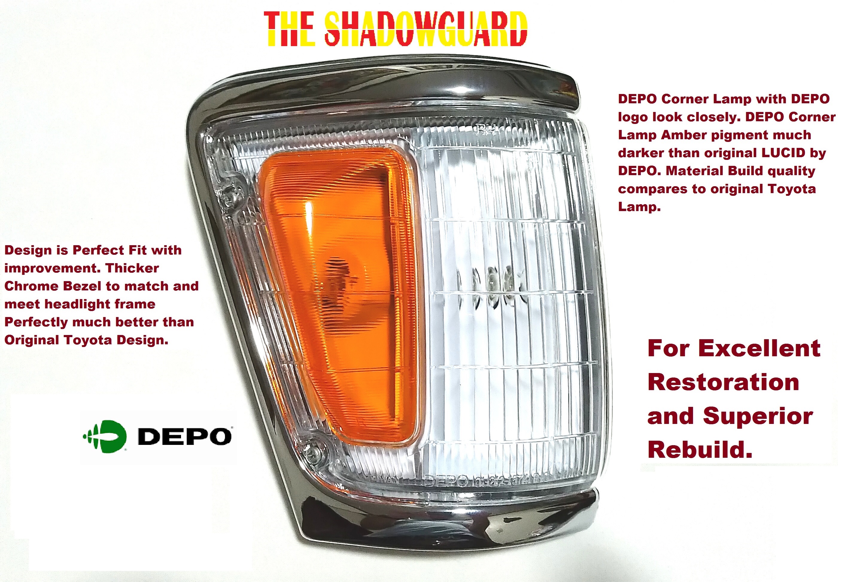 Depo Driver & Passenger Side Corner Light Set Compatible with 1992-1995 Toyota 4WD Truck 