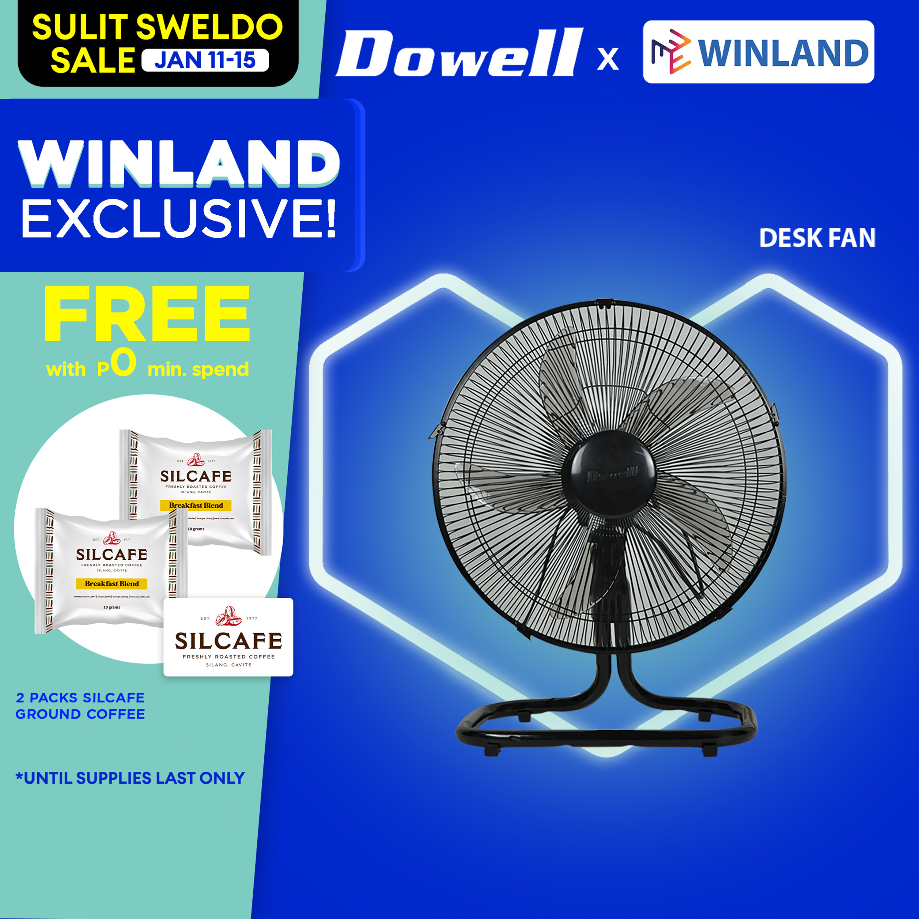 DOWELL by Winland 16" Floor Ground Desk Fan 5Leaf Banana Blade