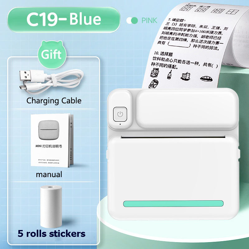 C19 Mini Printer Portable Bluetooth Thermal Printer For Sticker