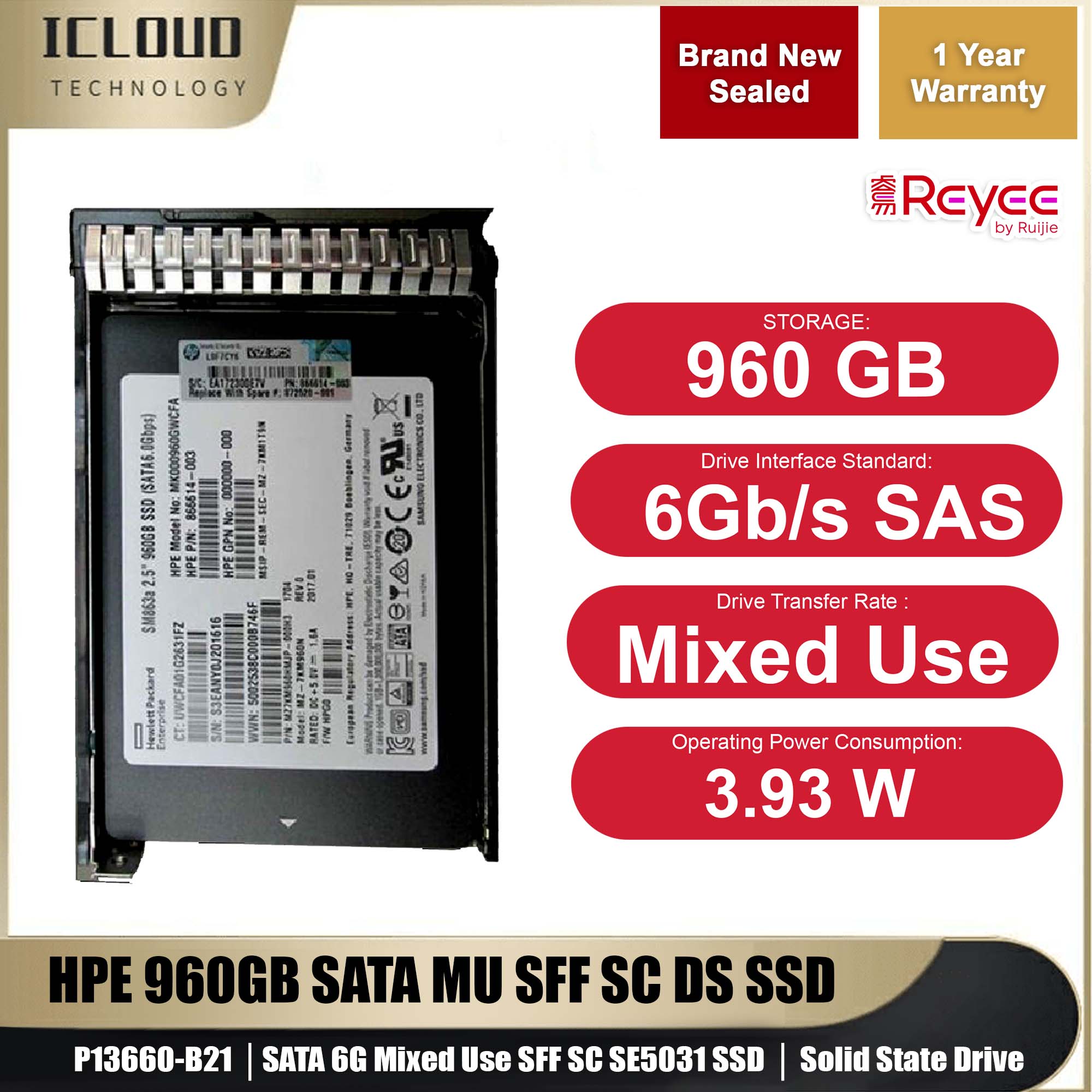 HPE 960GB SATA MU SFF SC DS SSD - P13660-B21 │SATA 6G Mixed Use