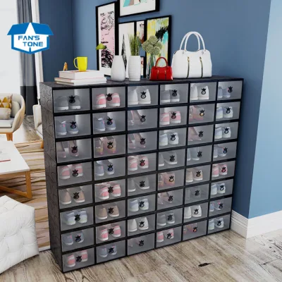 【Fan's tone】12Pcs Modern Large Drawer Storage Box Foldable Stackable Shoebox New Shoe Rack Shoe Cabinet Storage Organizer