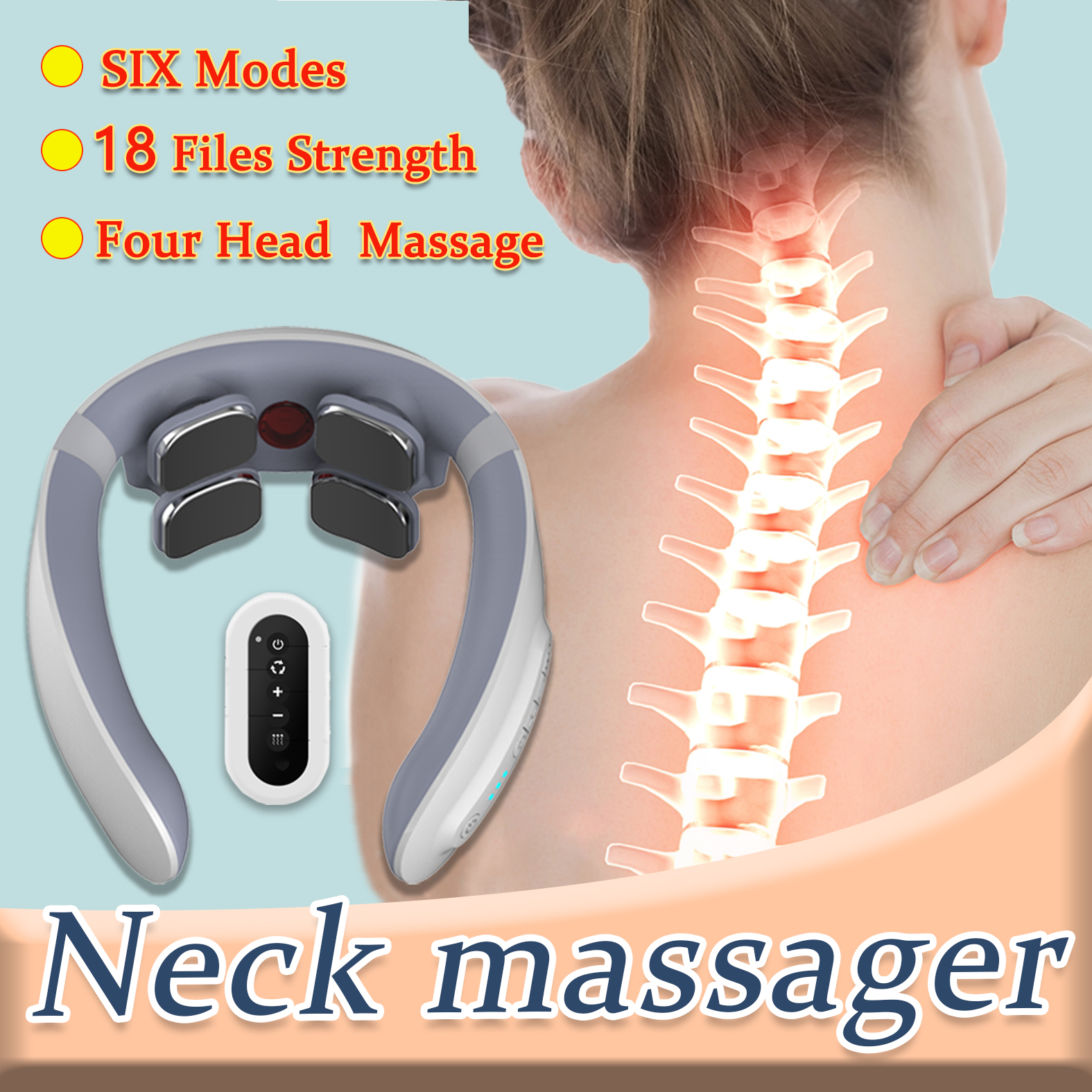 Jeeback G3 Electric Wireless Neck Massager Tens Pulse Relieve Neck Pain Head Vibrator Heating