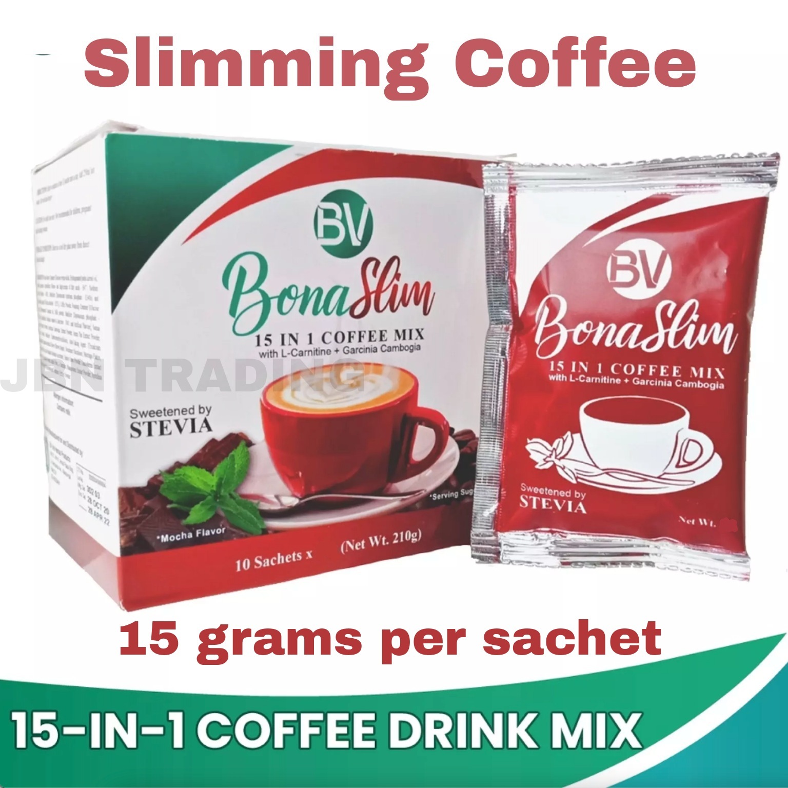 BONASLIM 15 in 1 BonaVita Slimming Coffee 10 Sachets with LCarnitine