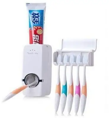 Over Shop Wall Mount Automatic Toothpaste Dispenser and Toothbrush Holder