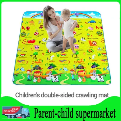 Double-sided baby crawling mat Baby Play Mat for Crawling moisture-proof heat insulation mat with cartoon pattern mat for Indoor or Outdoor Use Large size: 150*180cm and 200*180cm
