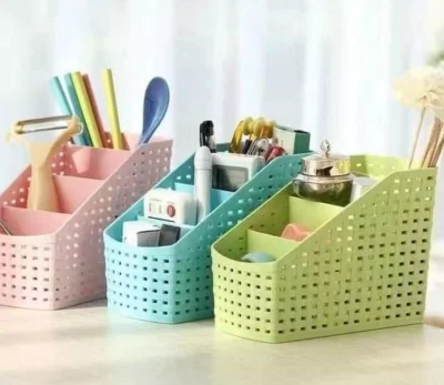 Korean Candy Color 4 Grids Desk Storage Office Organizer Box Cosmetic Holder