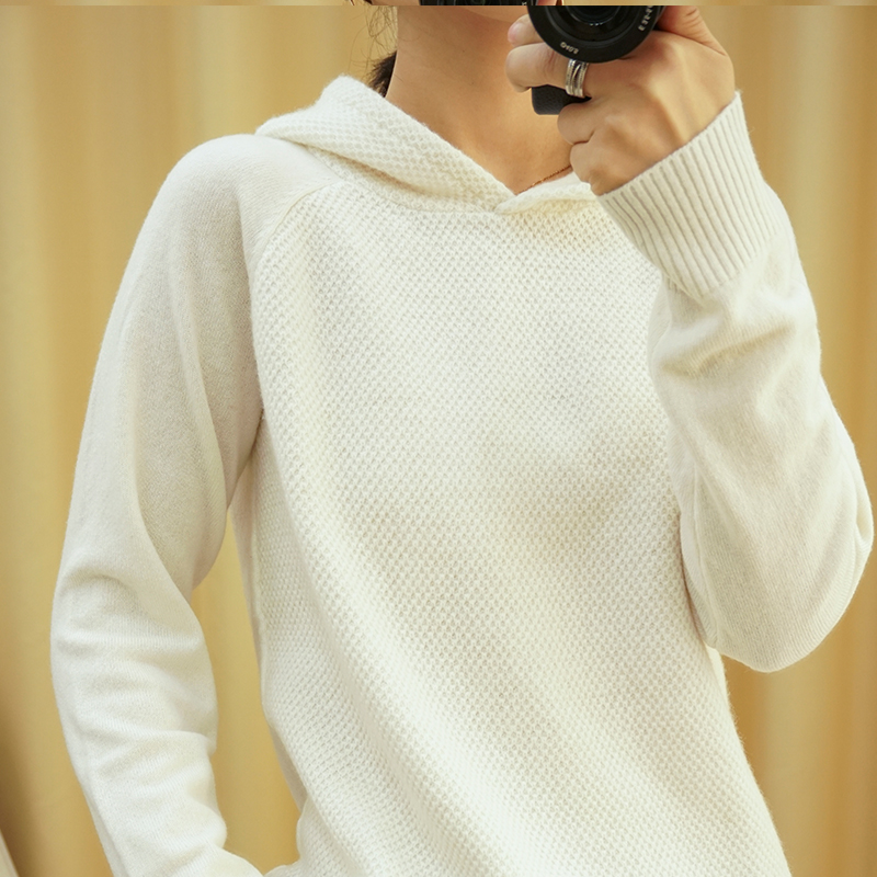 Wool hooded sweater women's Clearance