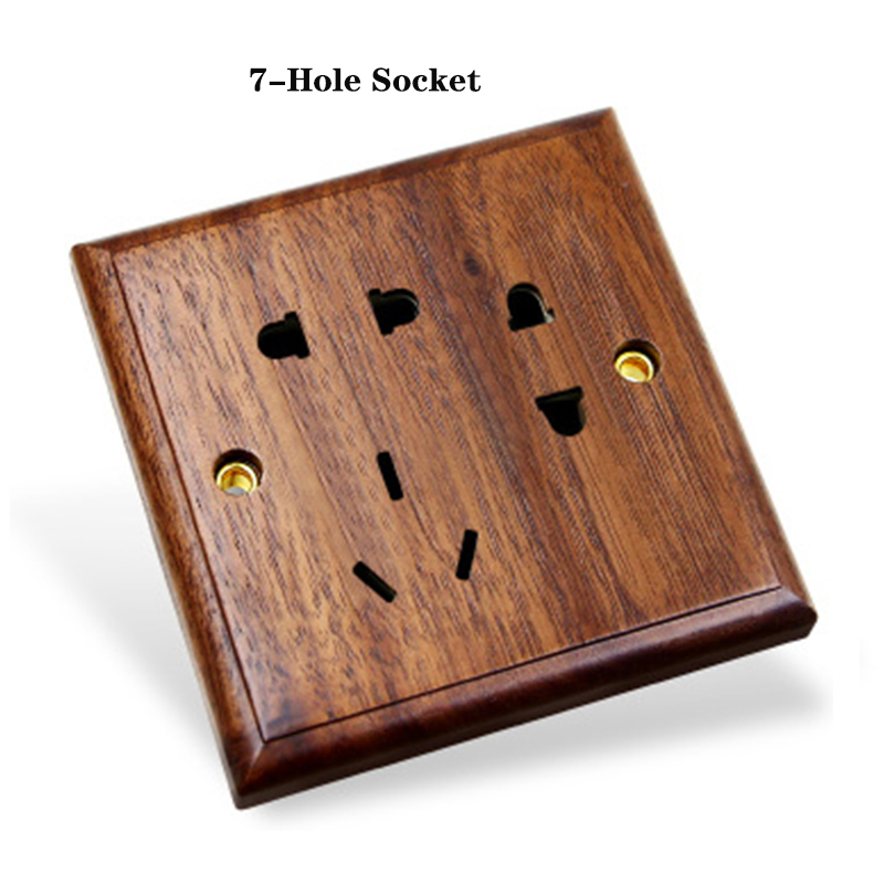R 86 Type Wall Lamp Switch 14 Gang 2 Way Toggle Switch Concealed Solid Wood Black Walnut Panel