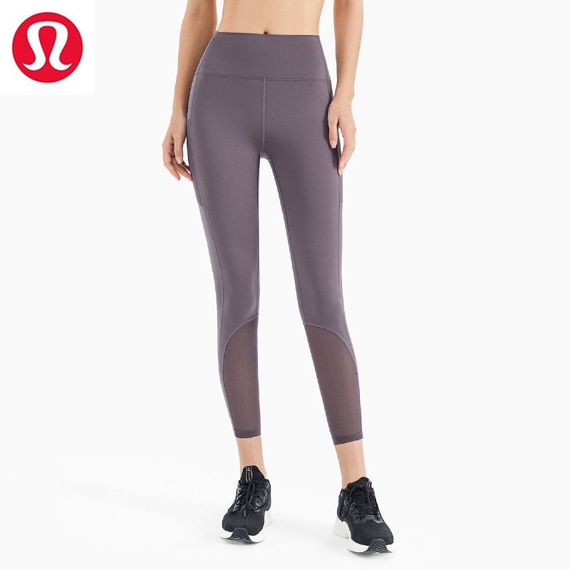 Lululemon Yoga Pants Women Hip High Waist Running Tight Stretch Mesh Breathable Pocket Sports