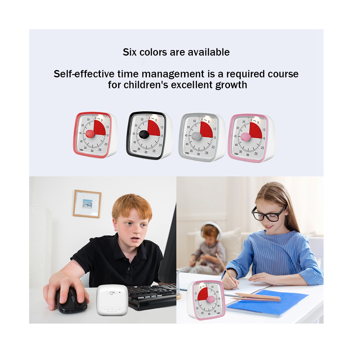 1 Piece 60-Minute Timer Classroom Classroom Timer Countdown Timer for Kids and Adults, Time Management Tool for Teaching Black
