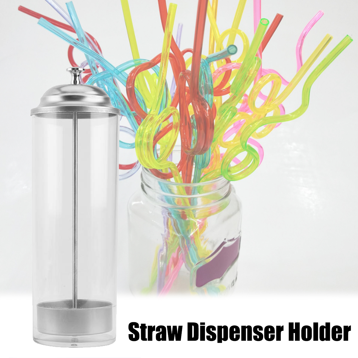 ToolRabbit Holder Straw Dispenser Holder Drinking Straw for Kitchen