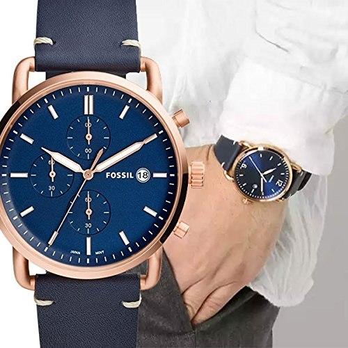 Fossil Commuter Blue Dial Blue Leather 