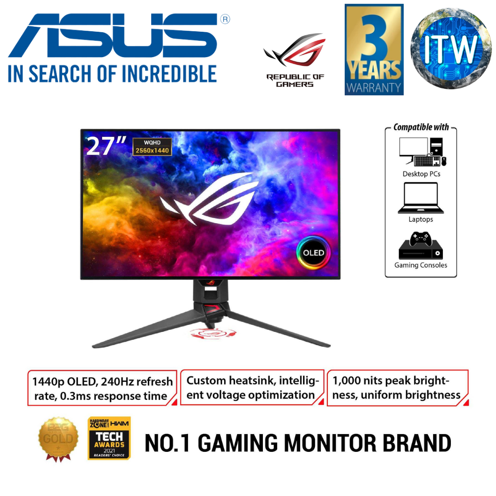 ITW ASUS ROG Swift OLED PG27AQDM gaming monitor ― 27inch (26.5inch