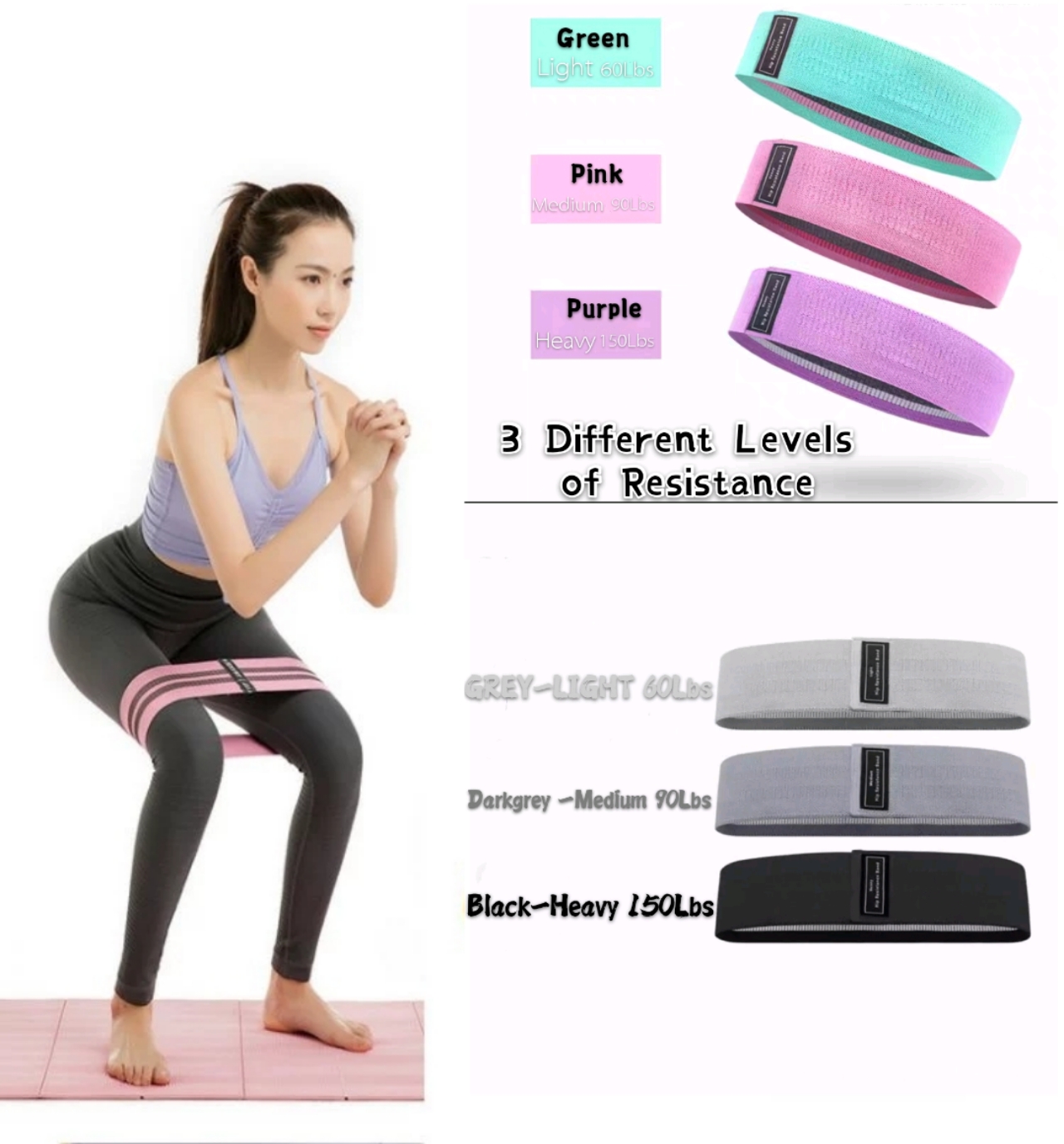 Fabric Resistance Bands Best Hip Circle Glute Heavy duty Non Slip Gym Leg booty