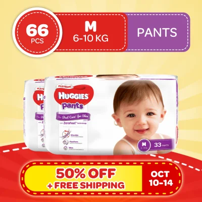 Huggies Platinum Pants Medium - 33 pcs x 2 packs (66 pcs) - Diaper Pants