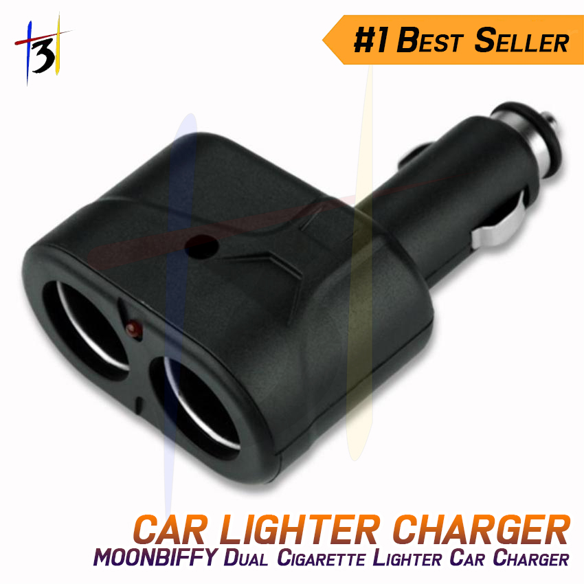 MOONBIFFY Dual car Charger Socket Splitter 12V Car Socket Double Dual