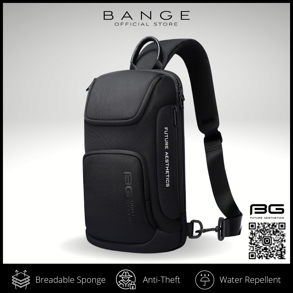 BANGE Shoulder Bag Sling Bag Anti Theft Official Store Black