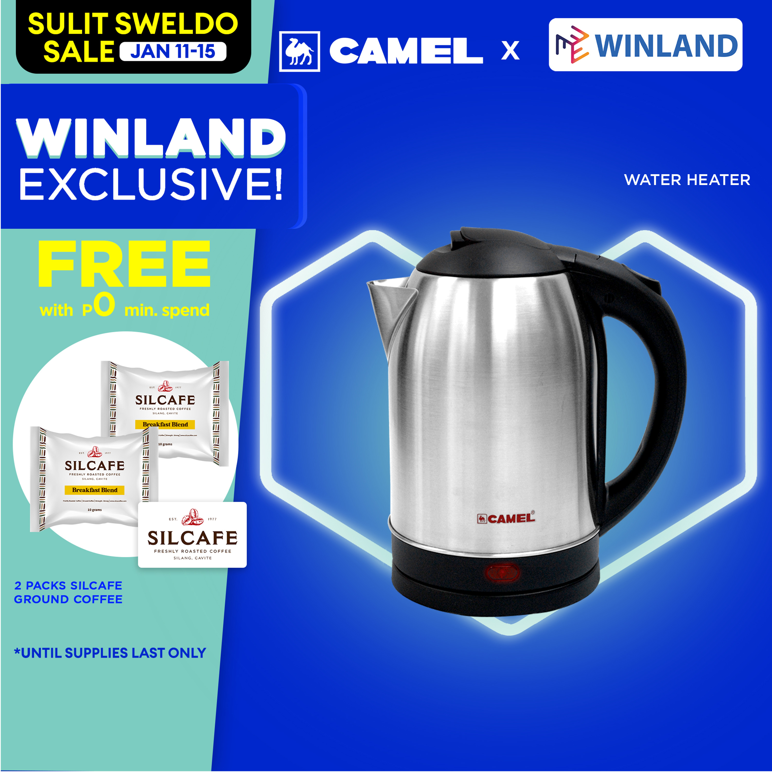 CAMEL by Winland CK1830S 1500W Electric Kettle Fast Boil Water Heater Kettle Pot CK1830S