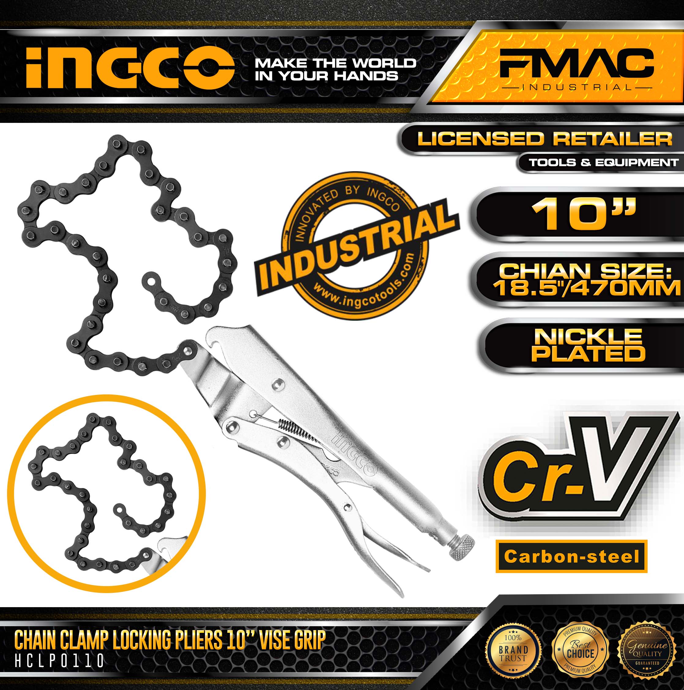 INGCO Chain Clamp Locking Pliers 10” Vise Grip HCLP0210 FMAC⭐⭐⭐⭐⭐